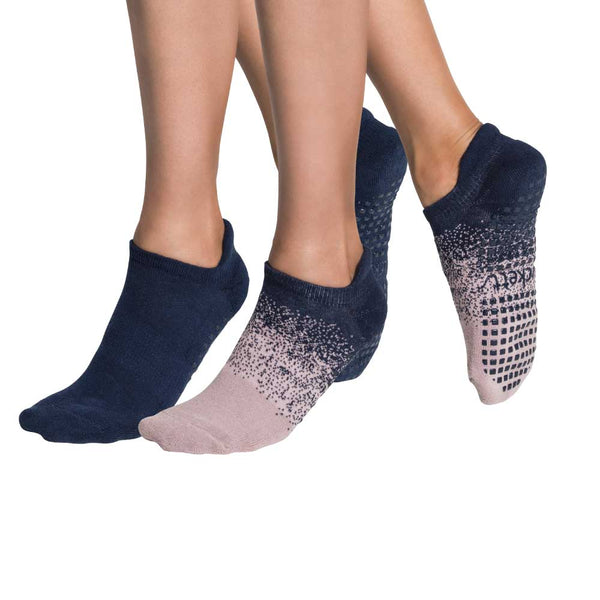 2-Pack Tab - Closed Toe Grip Socks-Rose Navy Pack