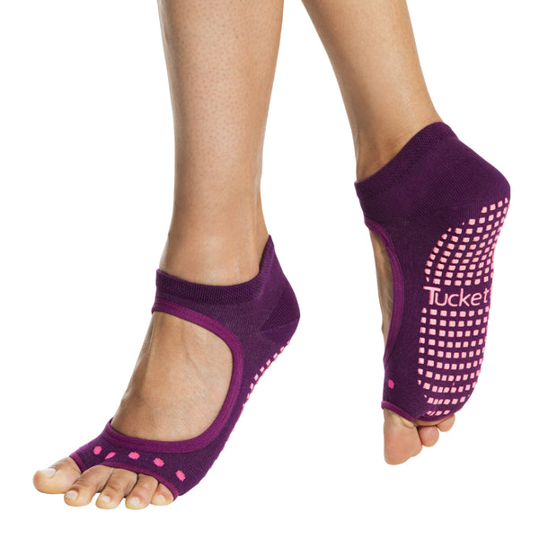 Tucketts Allegro - Open Toe Grip Socks-Lolite Neon Dot