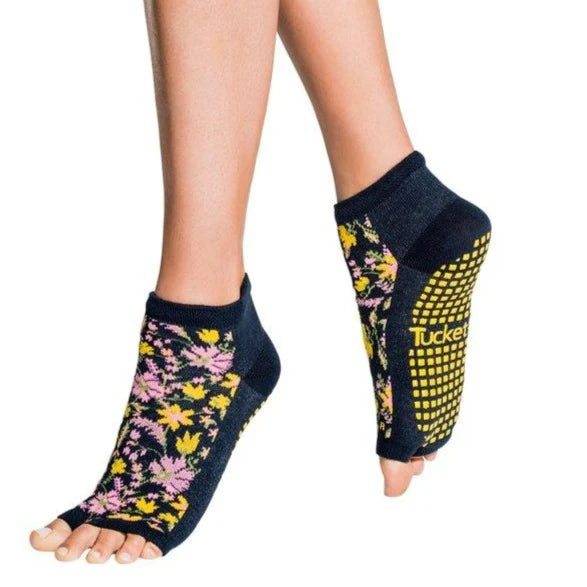 Tucketts Anklet - Open Toe Grip Socks-Blooming Fields