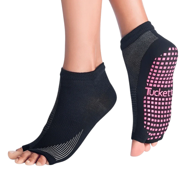 Tucketts Anklet - Open Toe Grip Socks-Cosmic Essential Black