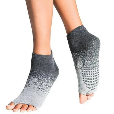Tucketts Anklet - Open Toe Grip Socks-Navy Spirals