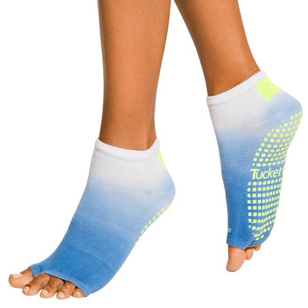 Tucketts Anklet - Open Toe Grip Socks-Neon Waters