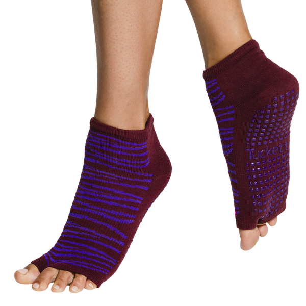 Tucketts Anklet - Open Toe Grip Socks-Ultraviolet Zebra