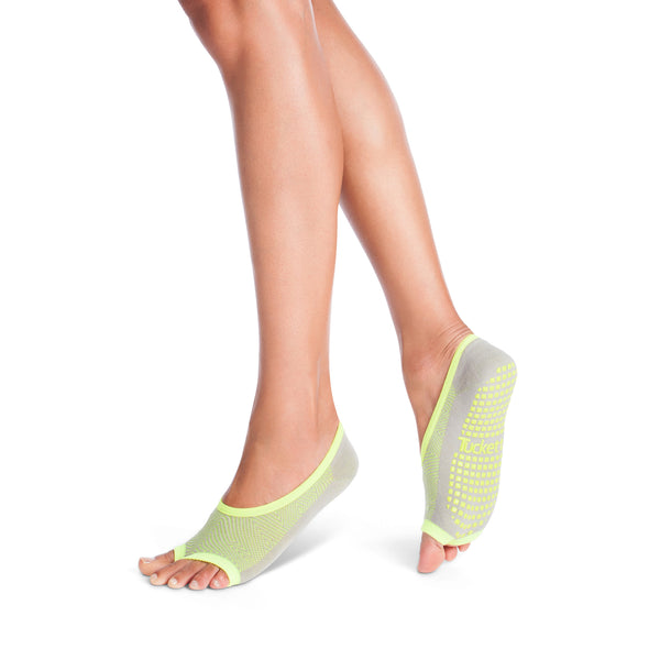 Tucketts Ballerina - Open Toe Grip Socks-Grey Lime Geo