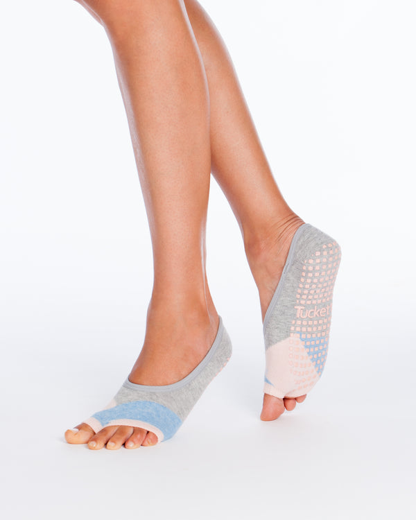 Tucketts Ballerina - Open Toe Grip Socks-Heather Summit