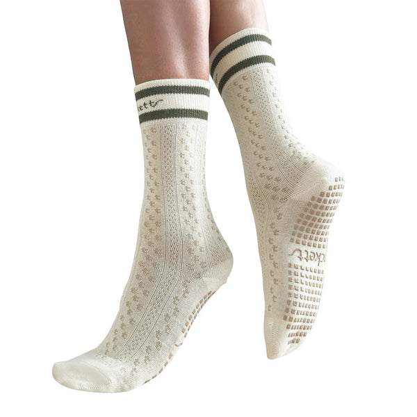 Tucketts Crew - Closed Toe Grip Socks-Cornsilk Sands