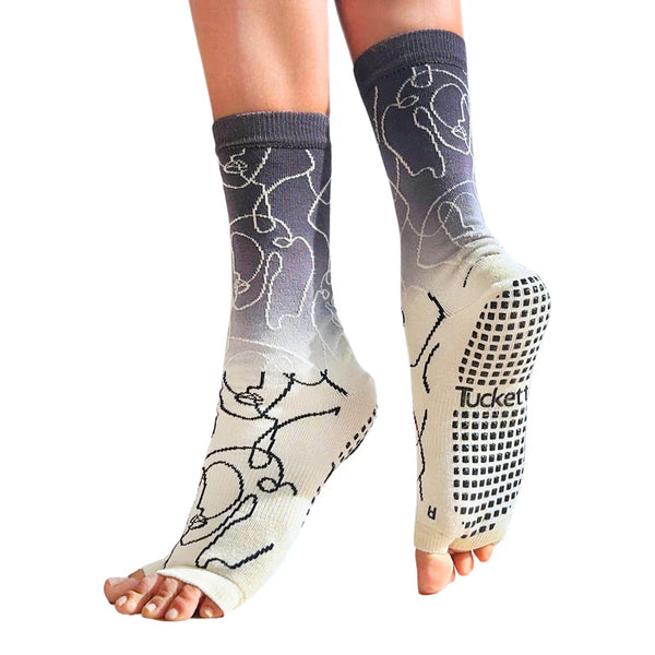 Tucketts Crew - Open Toe Grip Socks-Ellas Dip-Dye