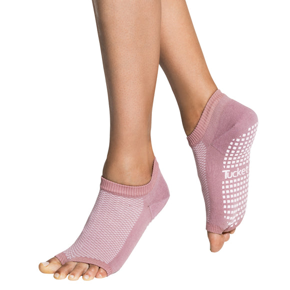 Tucketts Flow - Open Toe Grip Socks-Mauve Pique