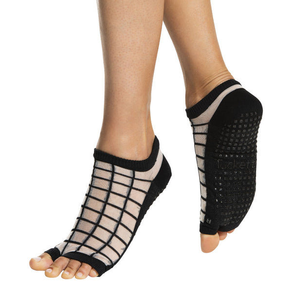 Tucketts Flow - Open Toe Grip Socks-Sheer Obsidian