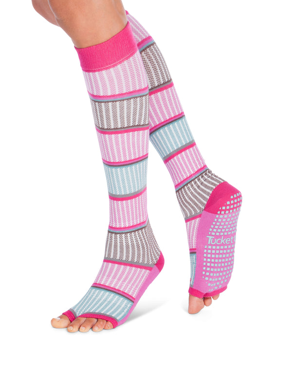 Tucketts Knee High - Open Toe Grip Socks-Crew