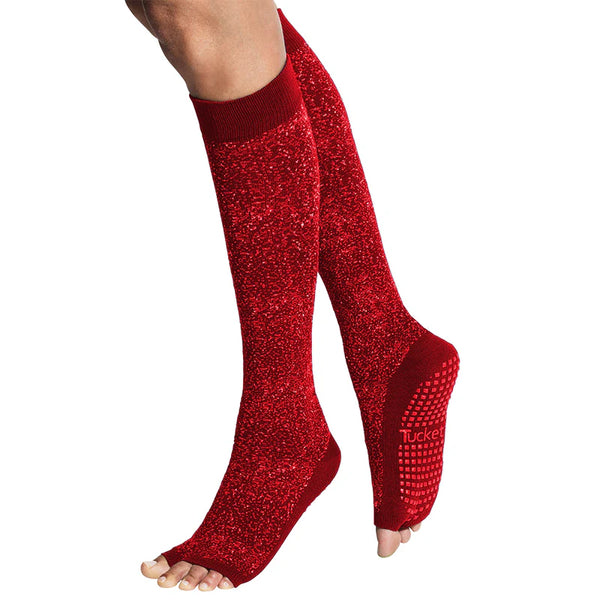 Tucketts Knee High - Open Toe Grip Socks-Sparkling Rouge