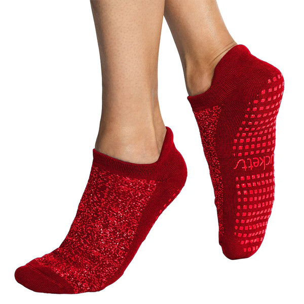 Tucketts Tab - Closed Toe Grip Socks-Sparkling Rouge